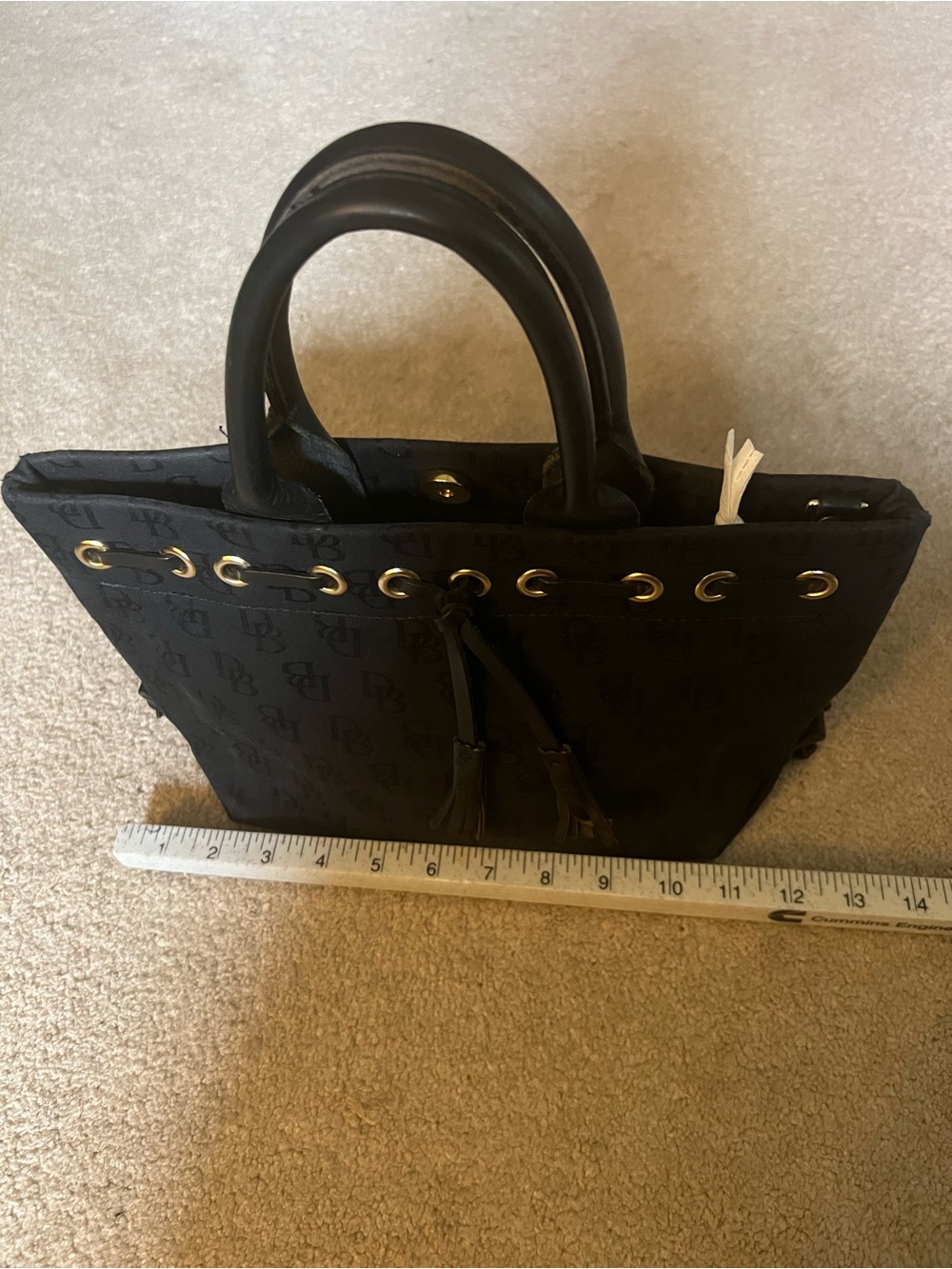 Dooney & Bourke Black Top-Handle Tote with Gold Eyelets, free shipping!